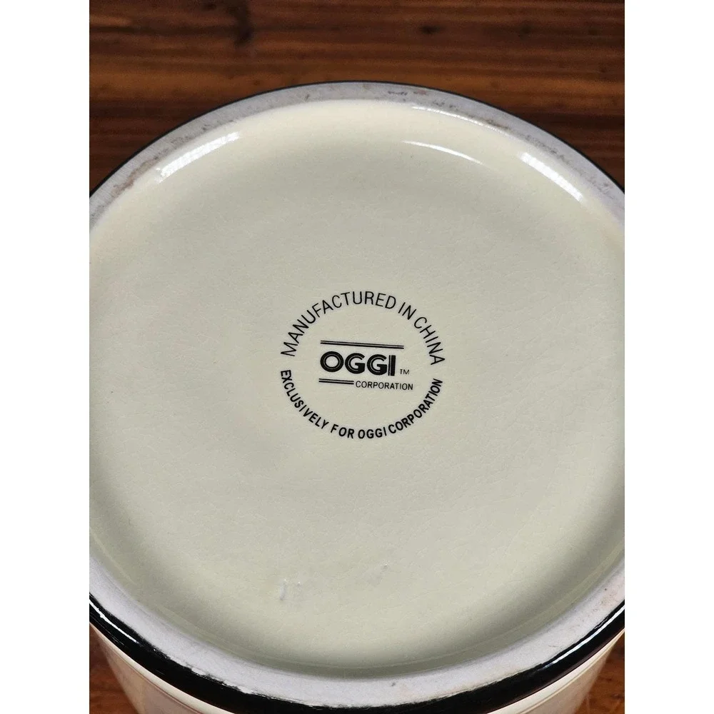 Vintage OGGI Wine Label Ceramic Canister With Lid 7 In